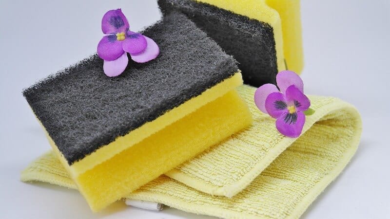 Using microfibre cloth in cleaning.